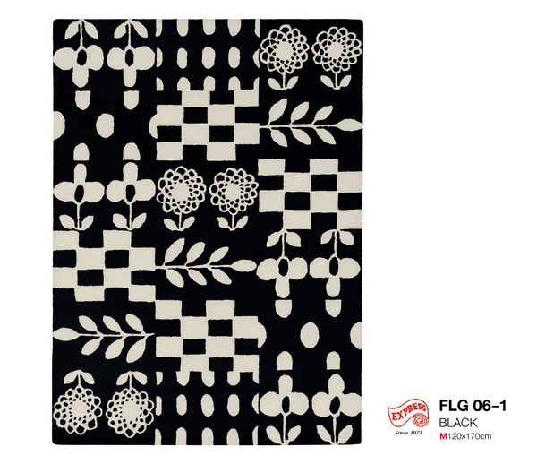 พรมรุ่น FLOWER, LEAF, AND GRID (M) รหัส FLG 06-1 M 120x170 ซม. BLACK (พรีออเดอร์)